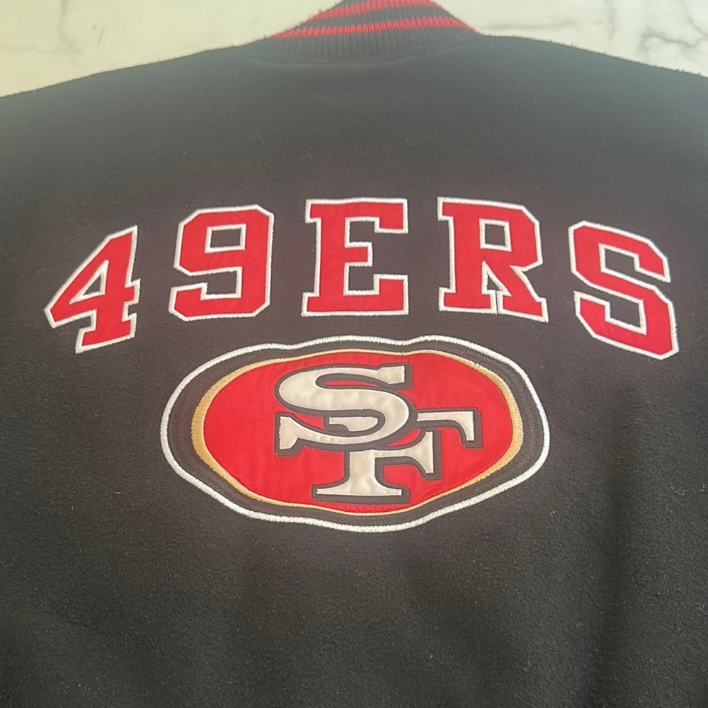 NFL Black and Red Varsity Jacket with Team Logo - Picture 7 of 11